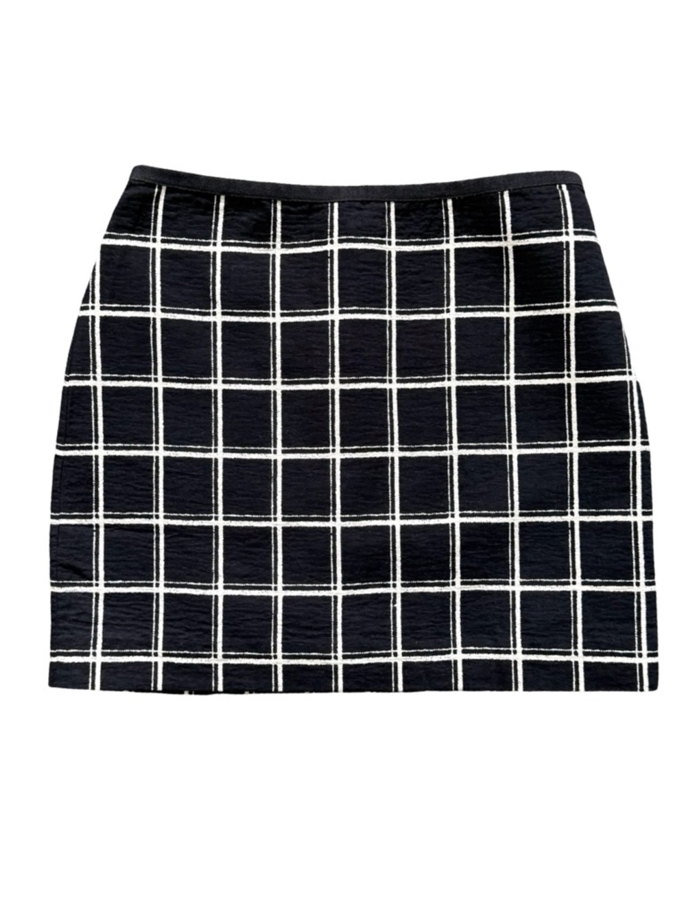 Madewell‎ Windowpane Mini Skirt Size 0 Black White Gauze Cotton - Picture 4 of 9
